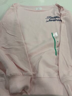PacSun Light Pink Crewneck Sweatshirt with Navy Script Logo